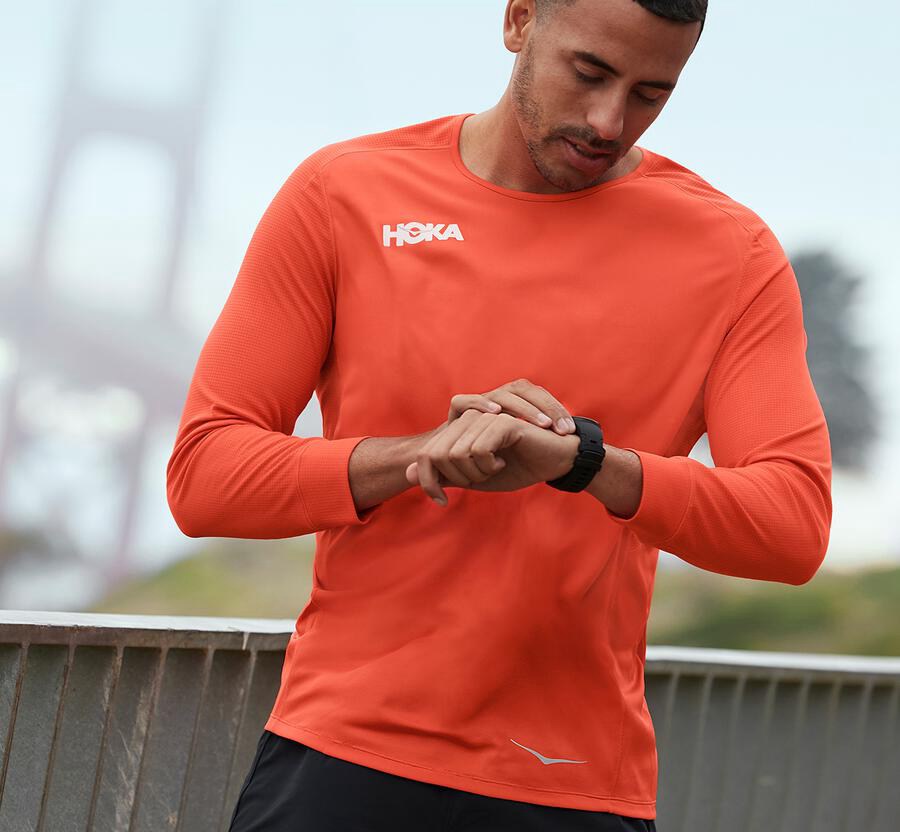 Haut Hoka One One Performance 3/4 Sleeve Homme - Orange - PAM-509718